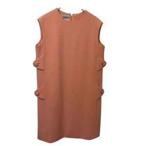 ALDRICH by Larry Aldrich 12 vintage 70s pink shift Dress wool Jackie O designer